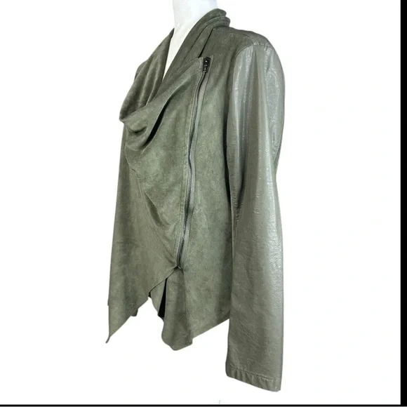 NEW Anthropologie Blank NYC Medium Draped Moto Jacket Vegan Suede Asymmetrical - Picture 5 of 16